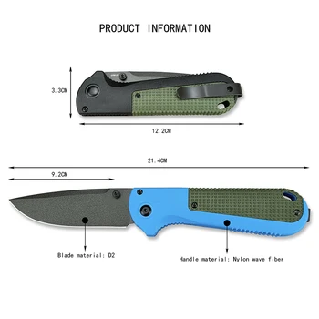 BM 430 BK Redout Сгъваем Джобен Нож Открит D2 Стомана EDC Ножове За Оцеляване Висока Твърдост Инструмент За Къмпинг Универсален Тактически Нож