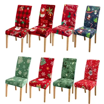 Весела Коледа Участък калъф за стол За Трапезария Дядо Коледа е Коледен Домашен Декоративен калъф за стол от Ликра 2022 подарък