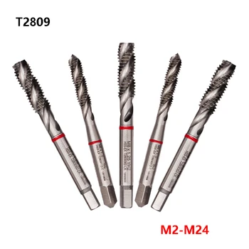 Оригинални T2809 M2-M24 Метчики с превъртането канали за многофункционални метчиков M3 M4 M8 M10 M12 M14 M16 M18 M20 за подслушване на стомана и чугуну M